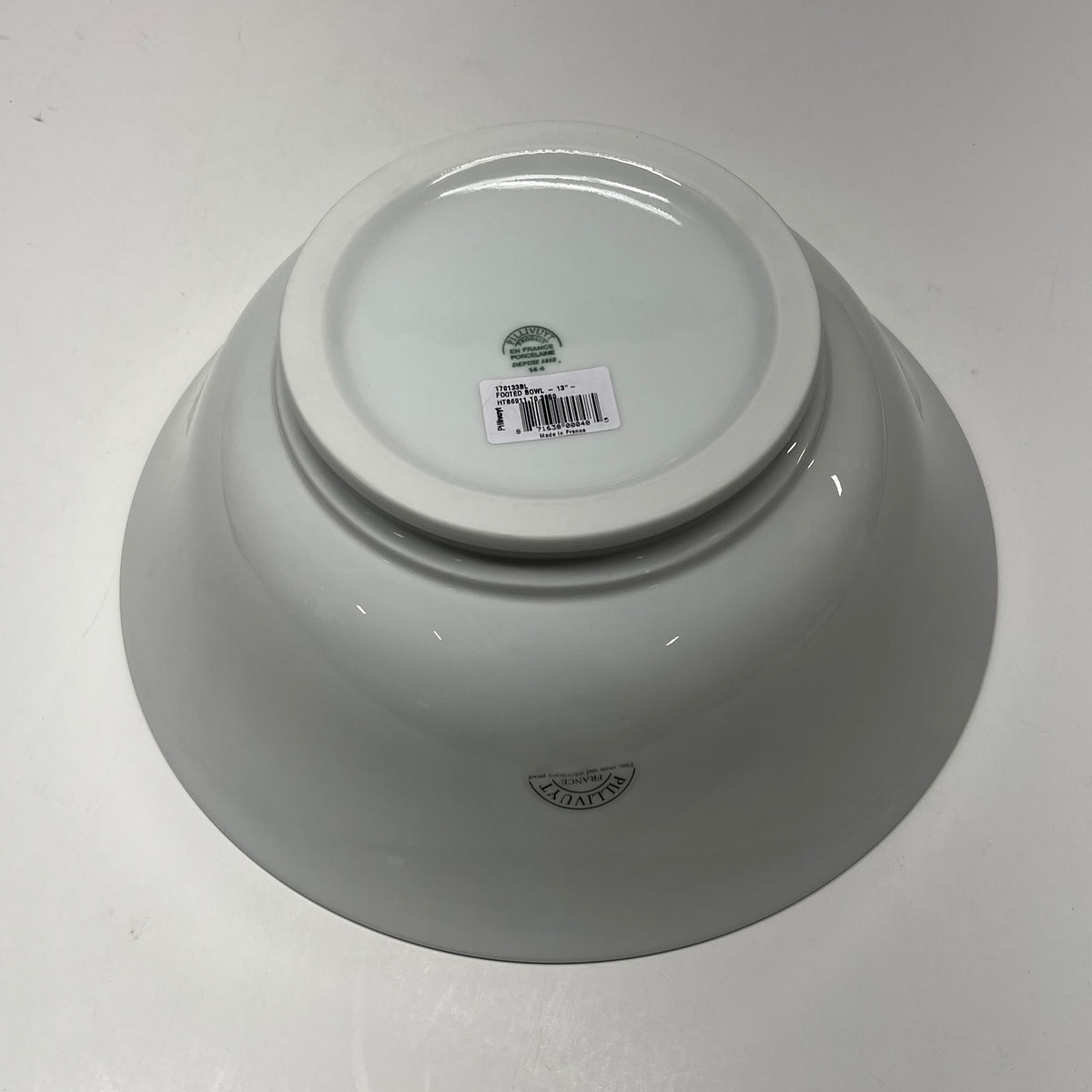 PILLIVUYT Footed Porcelain Tulip Bowl White Made in France 13" White
