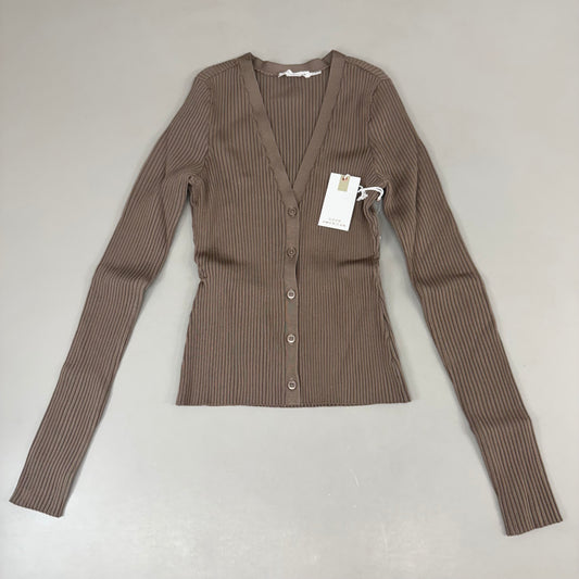 GOOD AMERICAN Shine Rib V-Neck Cardigan Women's Sz Small Putty001 GSK0245