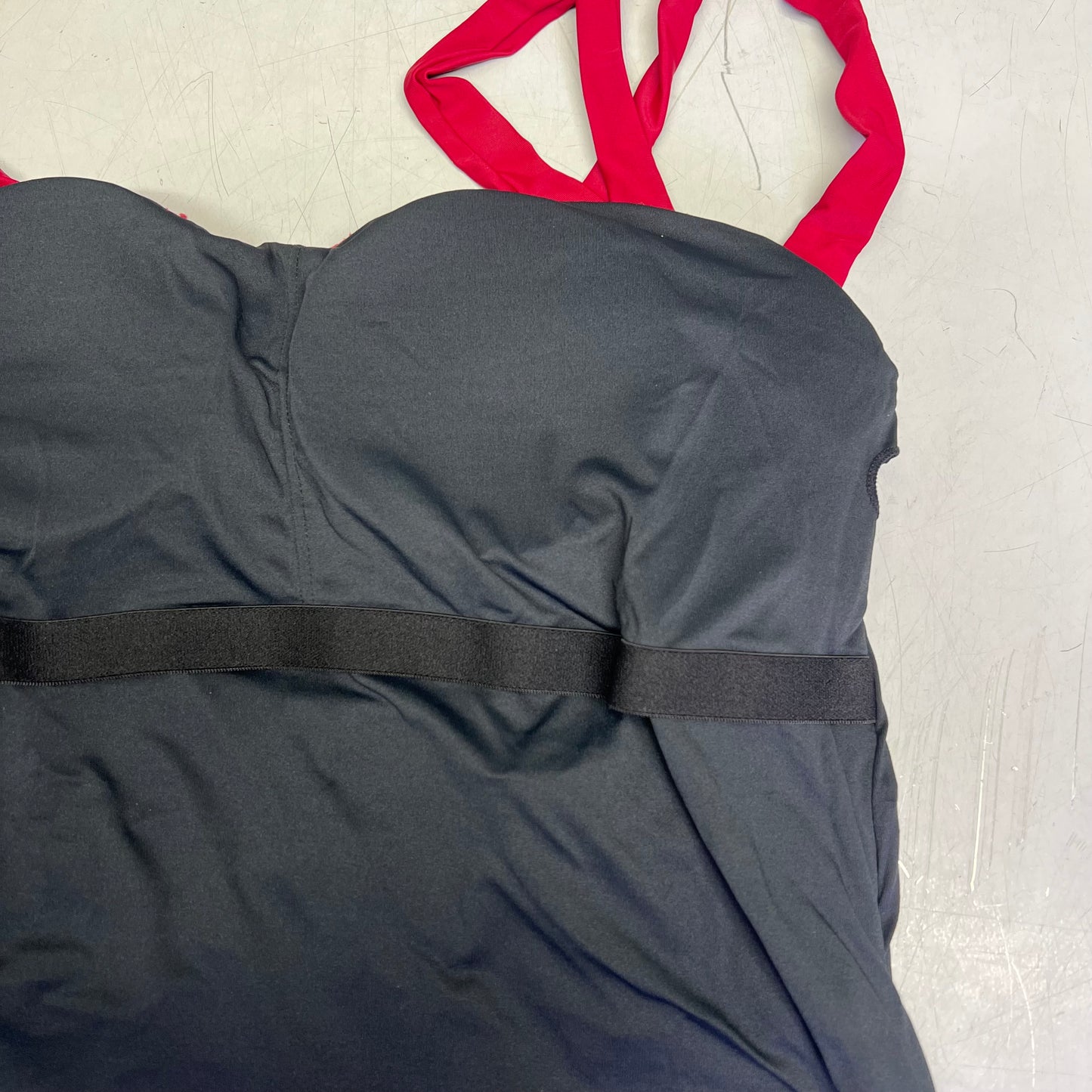 CHARMO Tie Shoulder Strap One Piece Scrunched Torso Swimsuit Women's Sz L Red