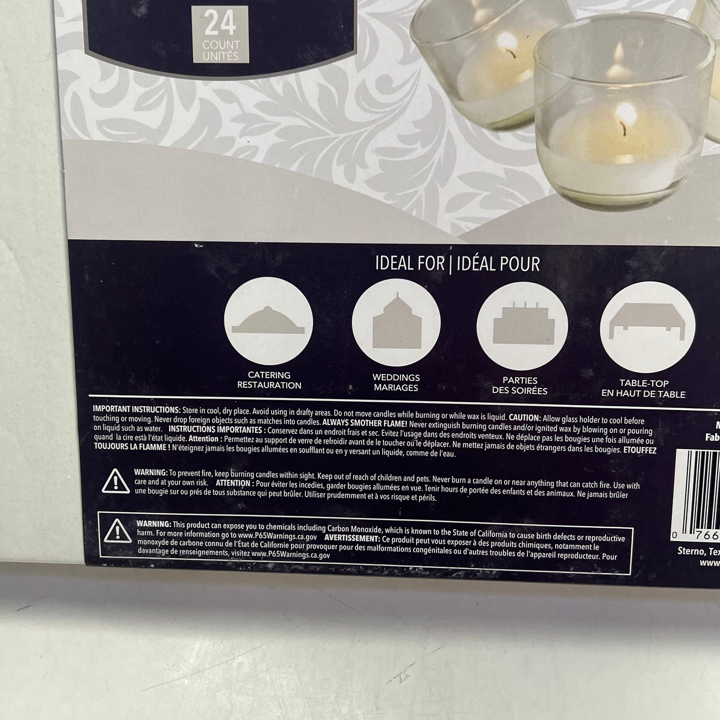 STERNO (24 PACK) Petite Lites Glass Candles 8 Hours  Clear/White 40114