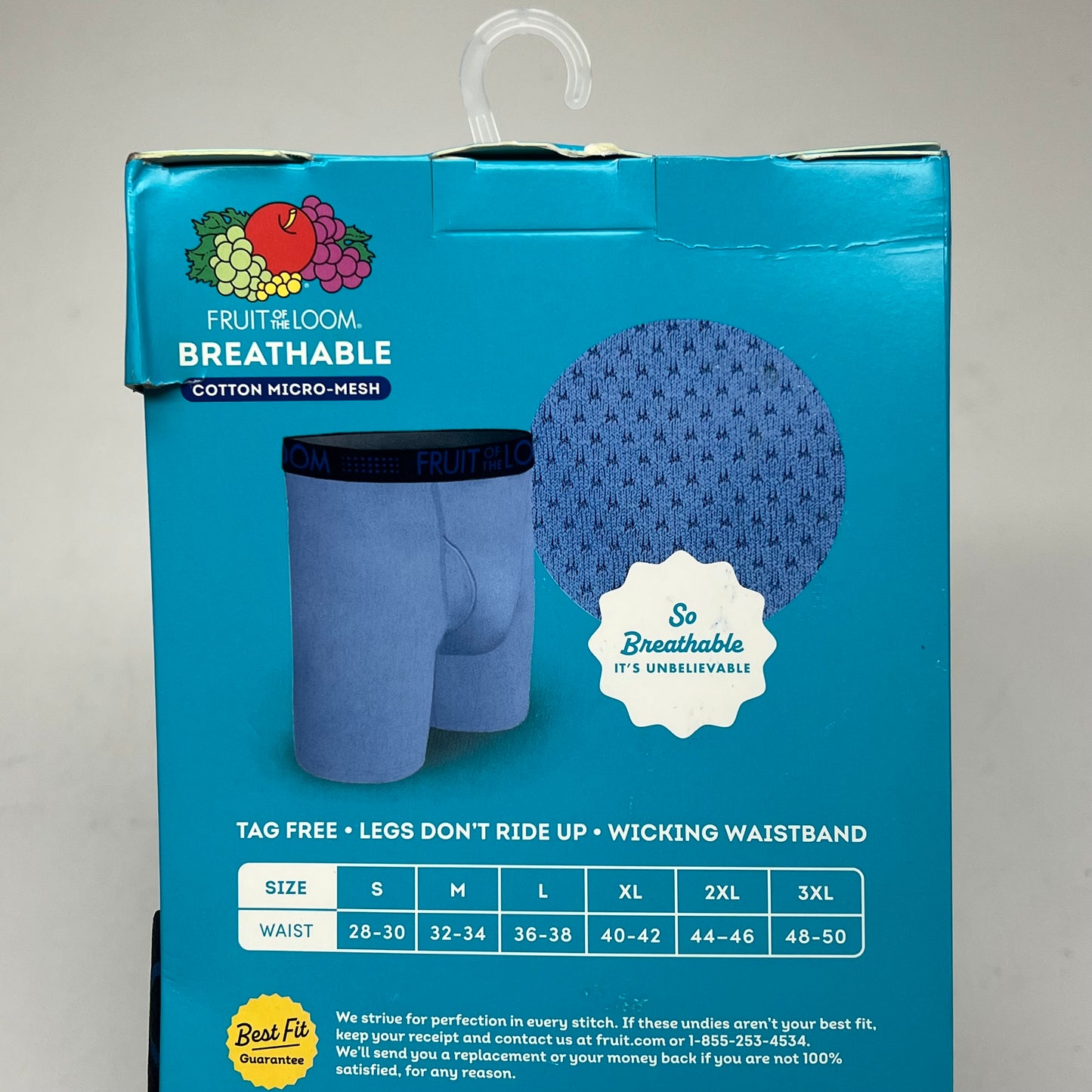 ZA@ FRUIT OF THE LOOM (3 PACK) Cooling Cotton Micro-mesh Boxer Men's Sz L Black/Grey BM3P76