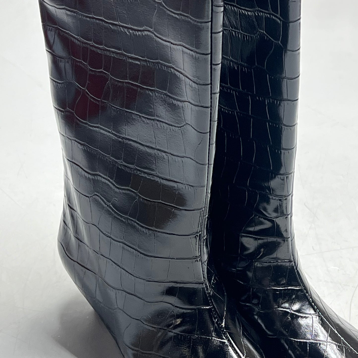 ZA@ ZARA Pointed Toe Crackled Kitten Heel Calf Boot Women's Sz 38 Black