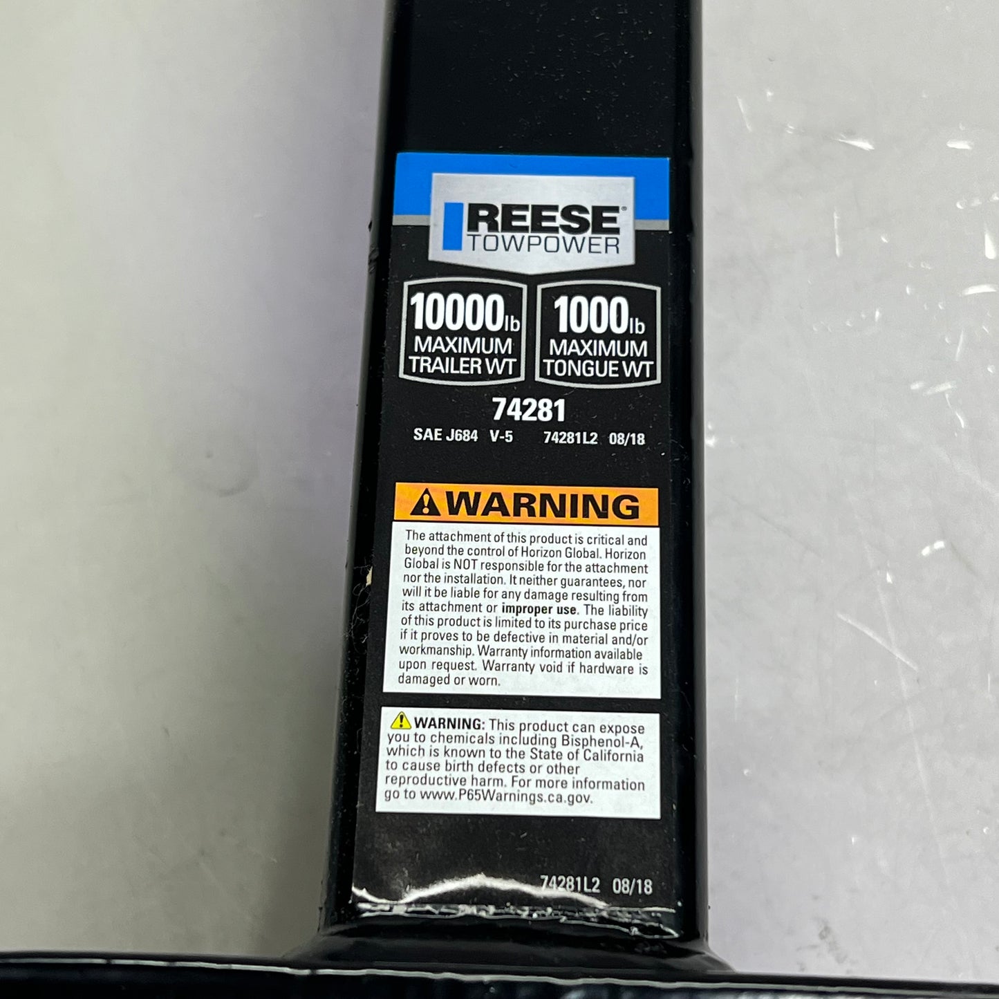REESE TOWPOWER Pintle Hook Mounting Plate 10,000 Lbs Cap Fits 2"Recivers 74281