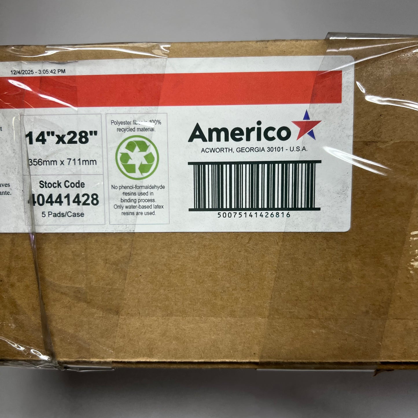 AMERICO (5 PADS) Floor Maintenance Pads Red Buff Sz 14" x 28" 40441428