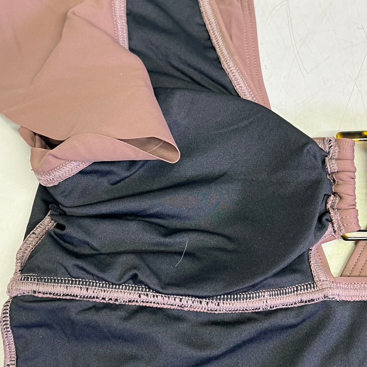 CHARMO Deep Scoop Neck Ruffle Cap Sleeve Swimsuit Women's Sz M Milk Chocolate