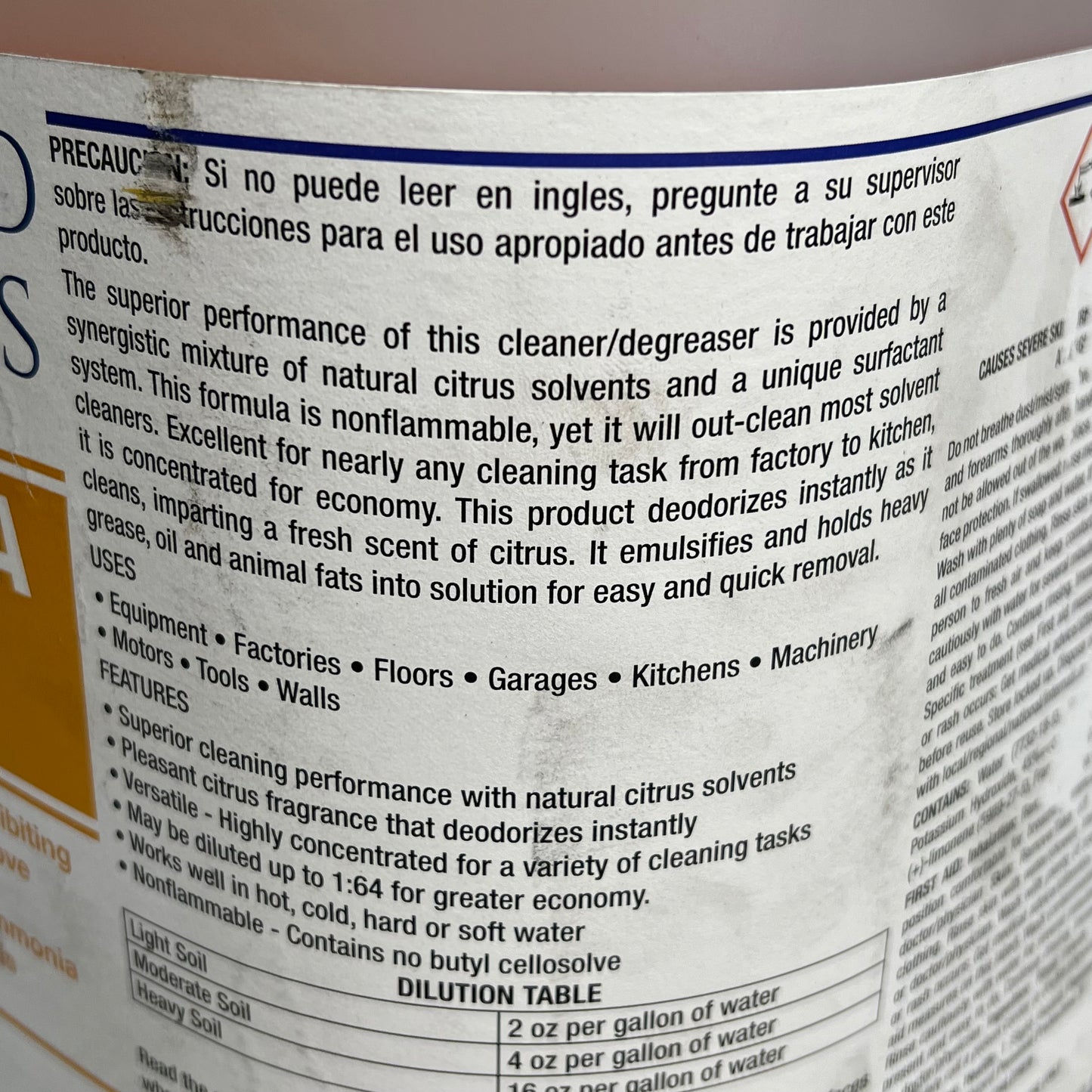 US Heavy-Duty All-Purpose Cleaner Citrus Formula 3000 Liquid 5 Gal Orange 4553