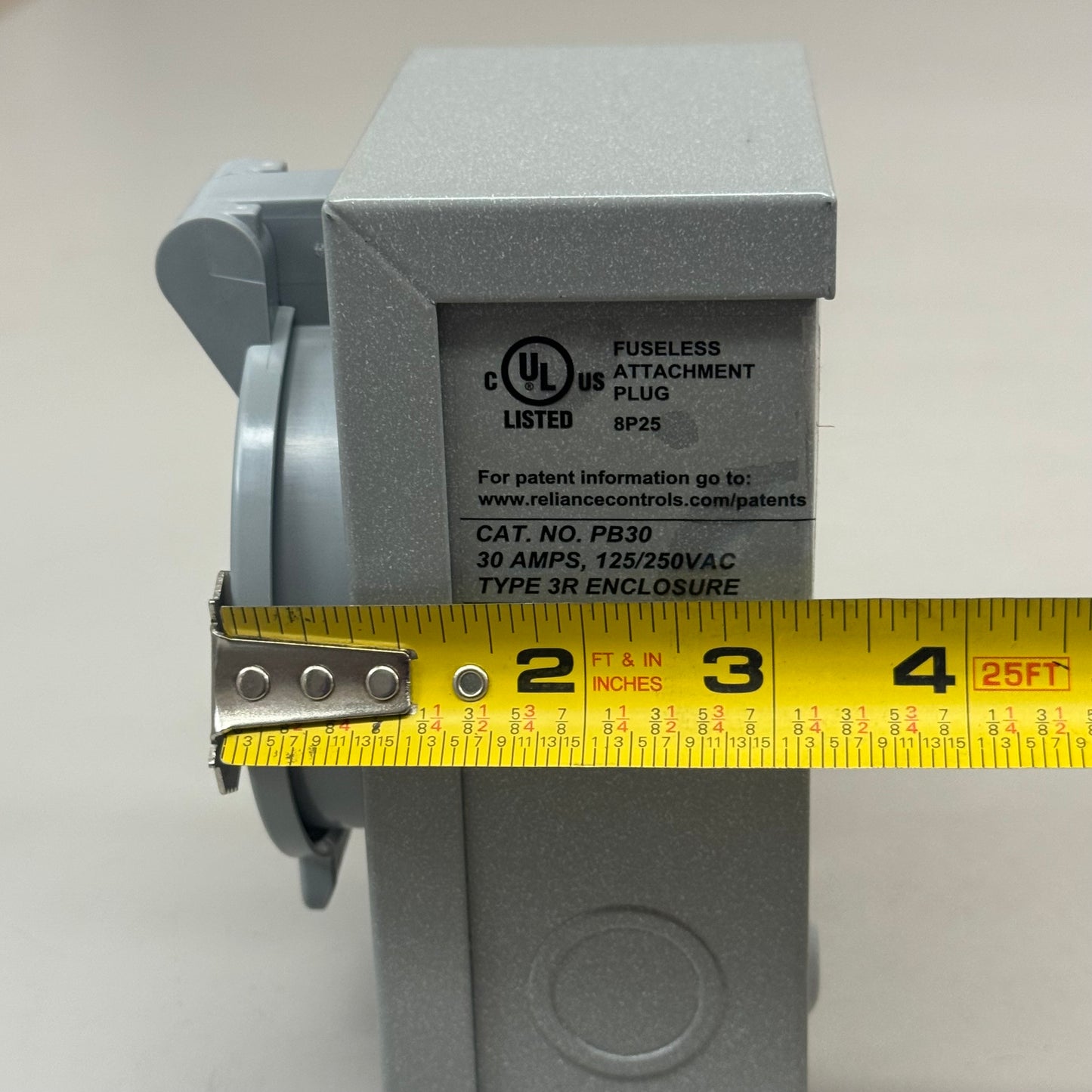 RELIANCE CONTROLS Power Inlet Box For Generator Cord Connection L14-30 Grey PB30