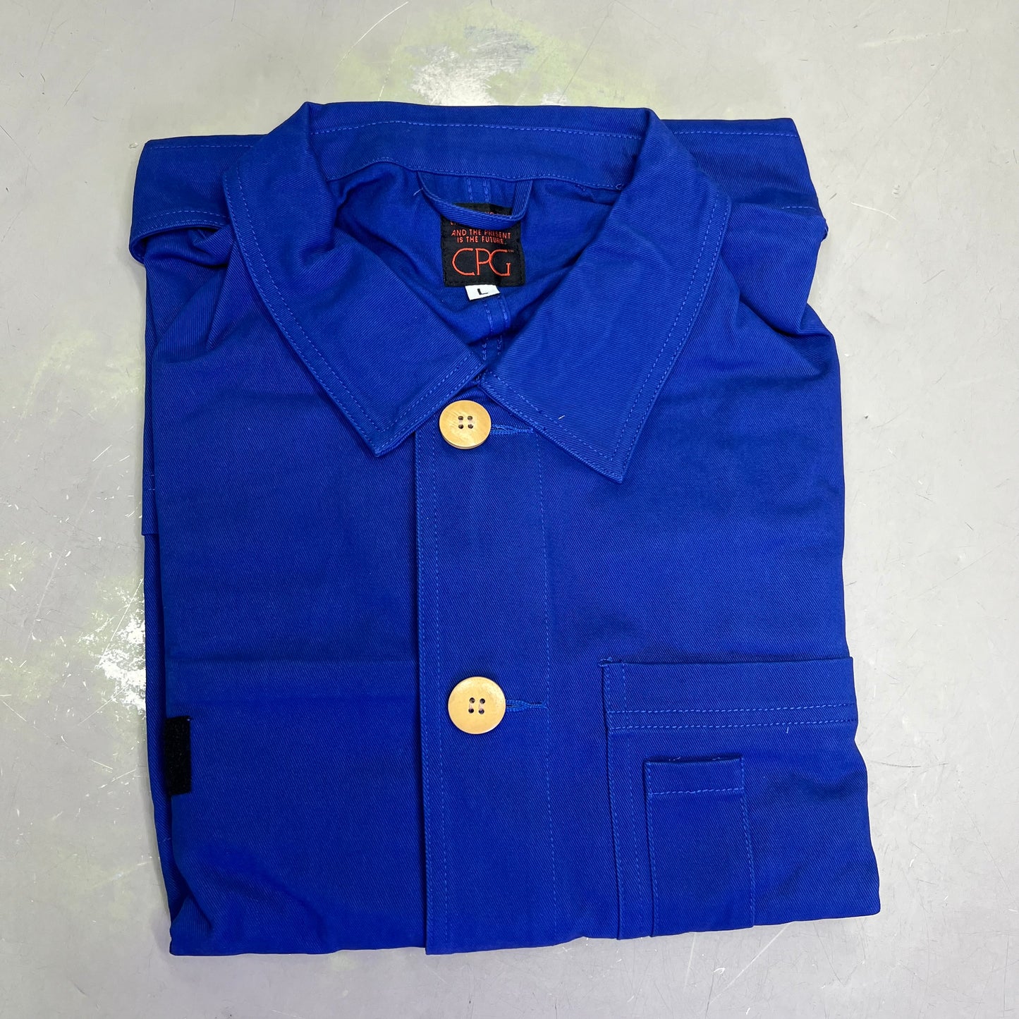 CPG CODEGRAPHY WORLDWIDE 4 Pocket Button Up Shore Coat Men's Sz L Blue