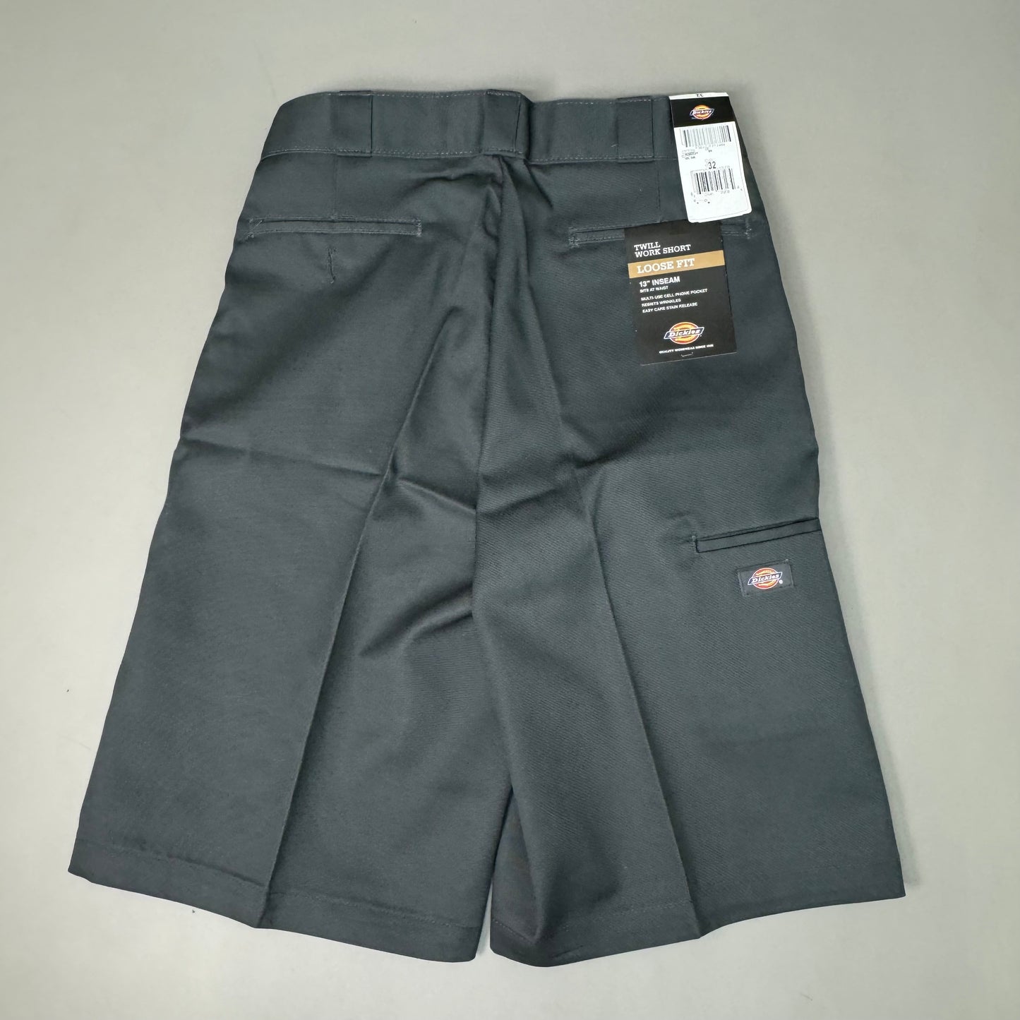 DICKIES Loose Fit Twill Work Shorts 13" Inseam Men's Sz 32 Charcoal Grey 42283CH