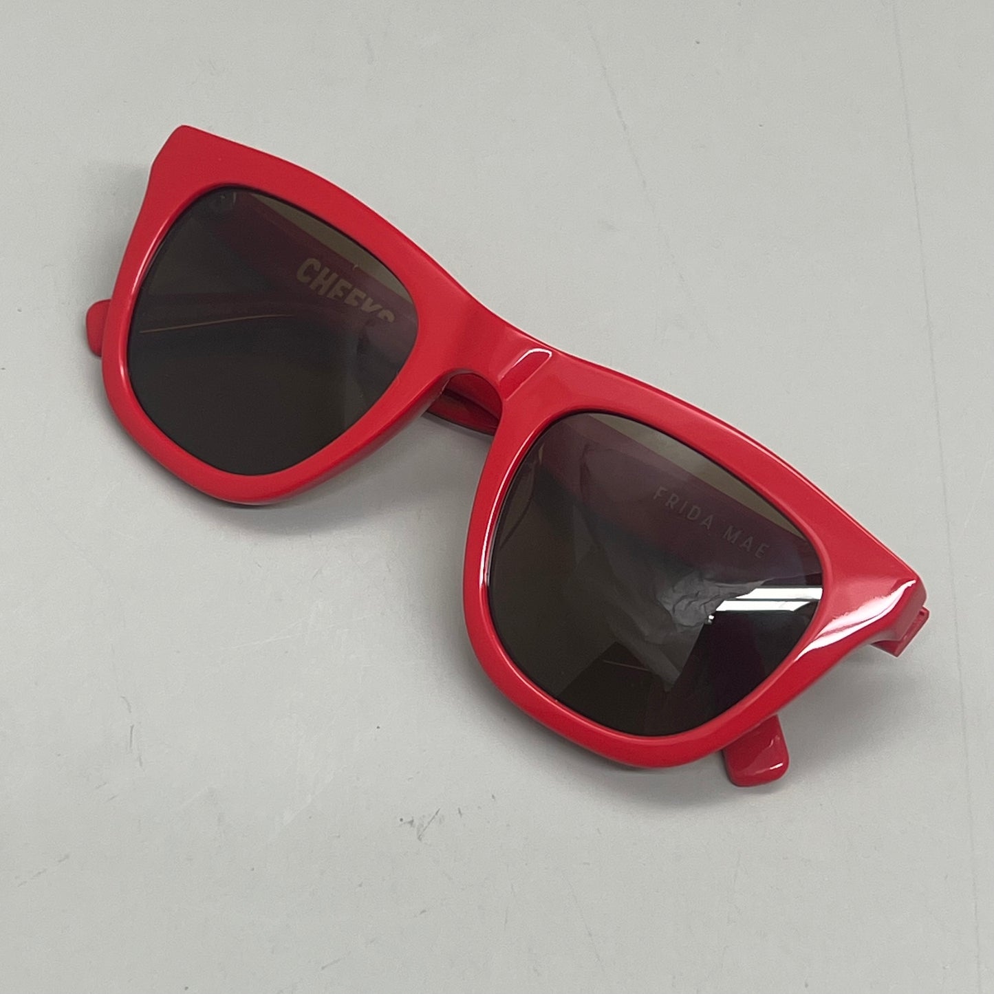 FRIDA MAE CHEEK Acetate Square Polarized Lens Sunglasses Red SUN-SQUARE-RED