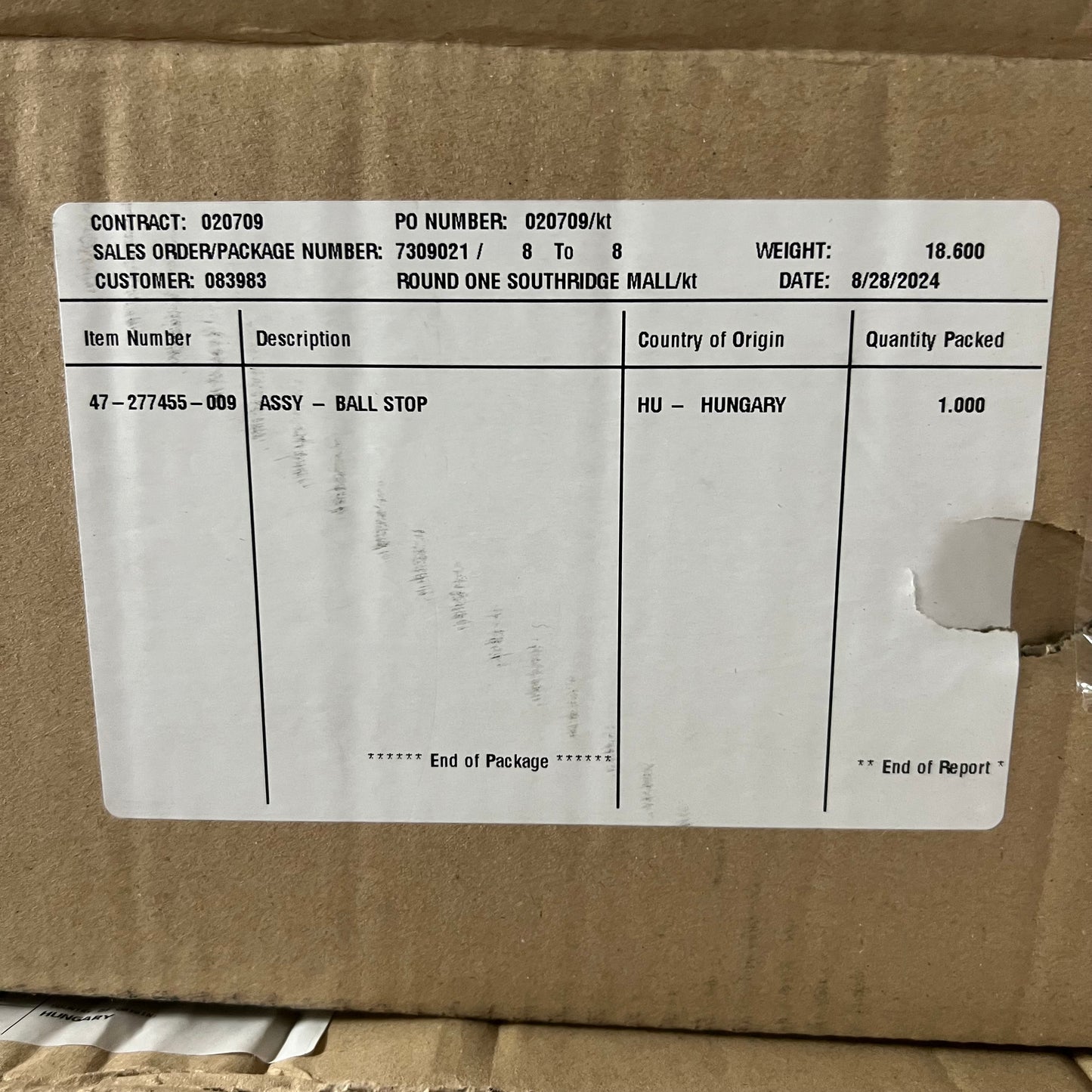 ROUND ONE SOUTHRIDGE (2 boxes/10 Pcs) Tension Rod Assy Sz 44”-53”L