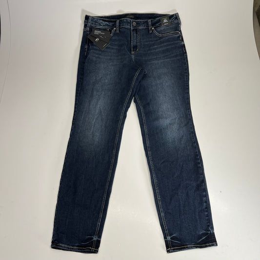 SILVER JEANS CO Suki Curvy Mid Rise Straight Leg Women's Sz 18/33 Indigo W93413EDB359