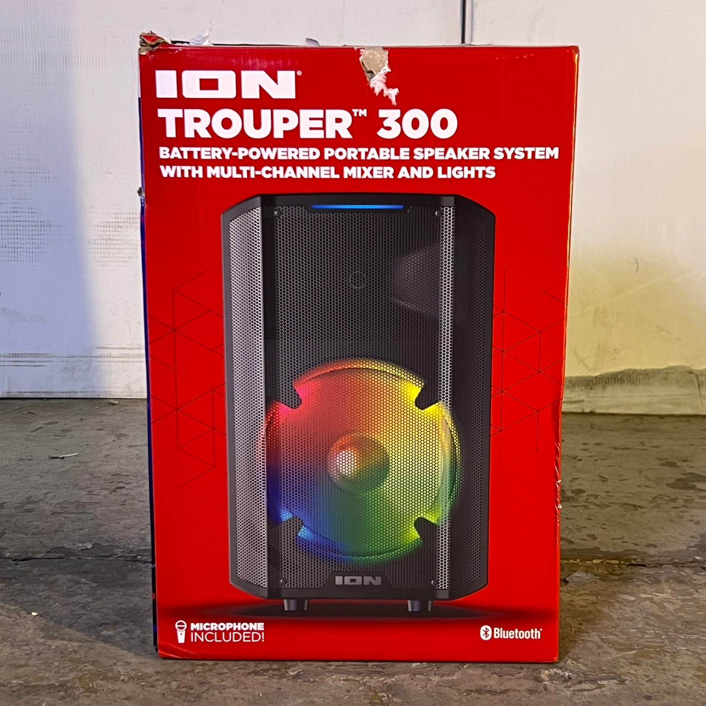 ION TROUPER 300 Battery Powered Portable Speaker System with Multi-Channel Mixer and Lights