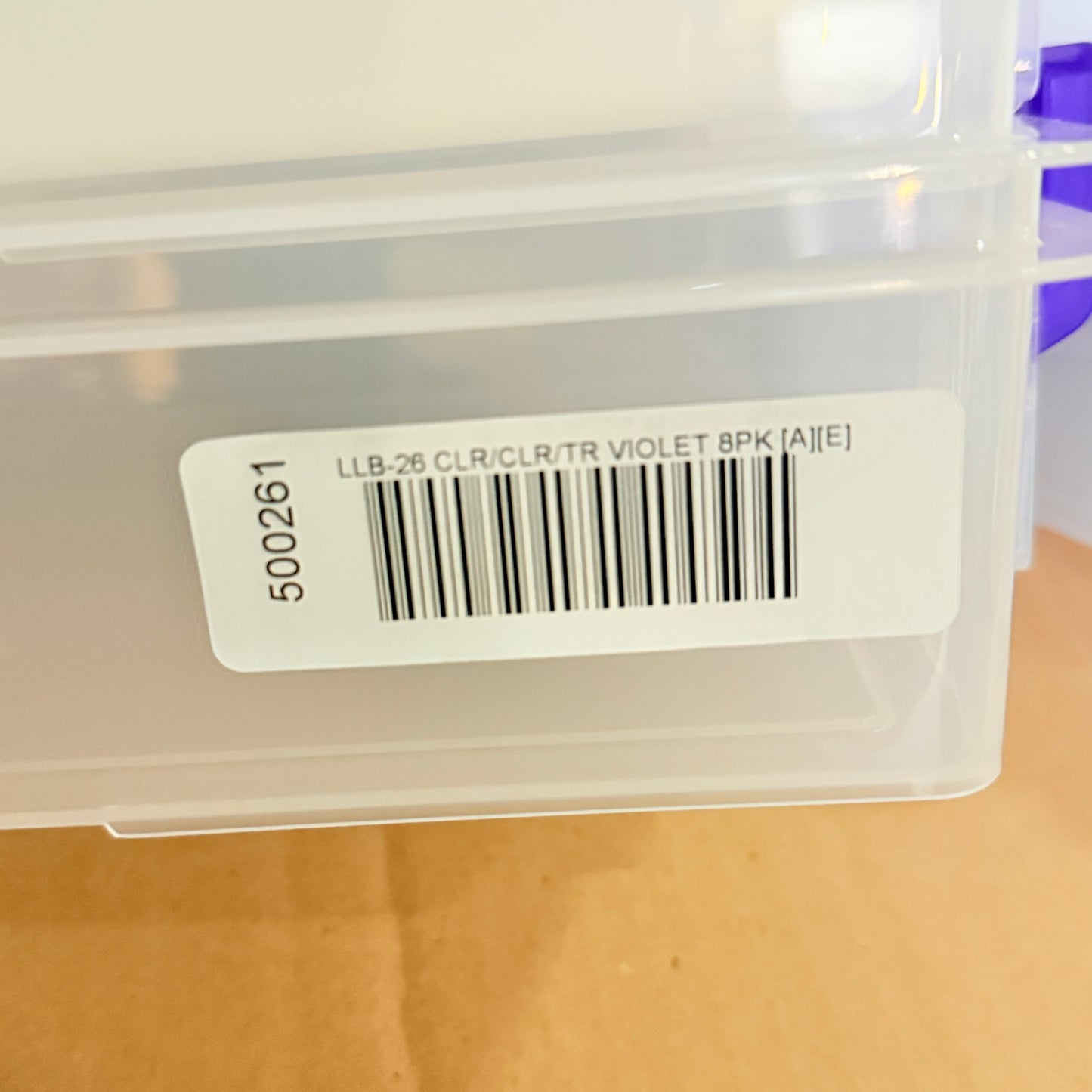 IRIS (2 PACK) Large Modular Latching Box - Purple Handle 14.8"L x 11"W  Clear