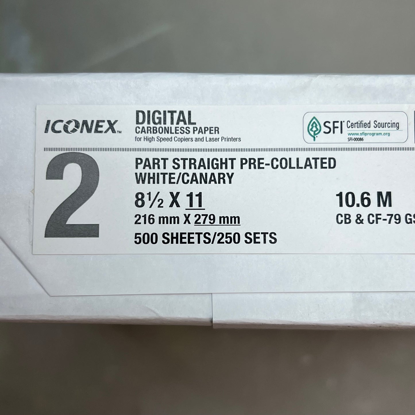 ICONEX (1,250 PACK) Digital Carbonless Paper 2-Part 8.5"X11" White/Canary 9077-1006