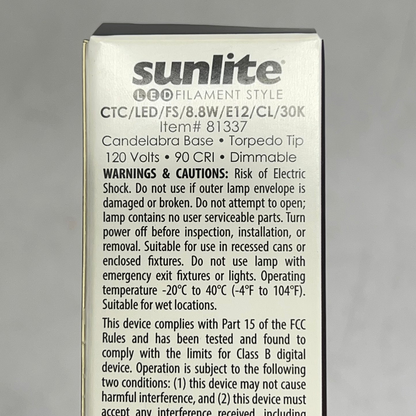 SUNLITE (4 PACK) Filament Light Bulb Chandelier 120 V E12 Warm White 81337