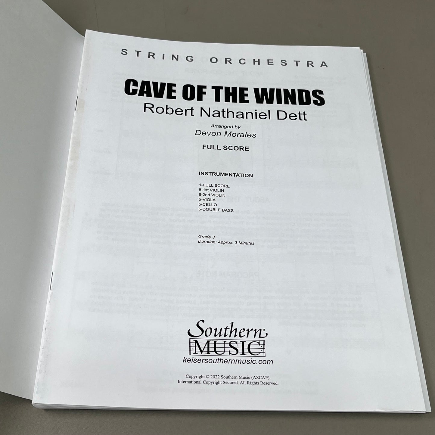 SOUTHERN MUSIC Cave of The Winds by Robert Nathaniel Dett Intermediate String Orchestra