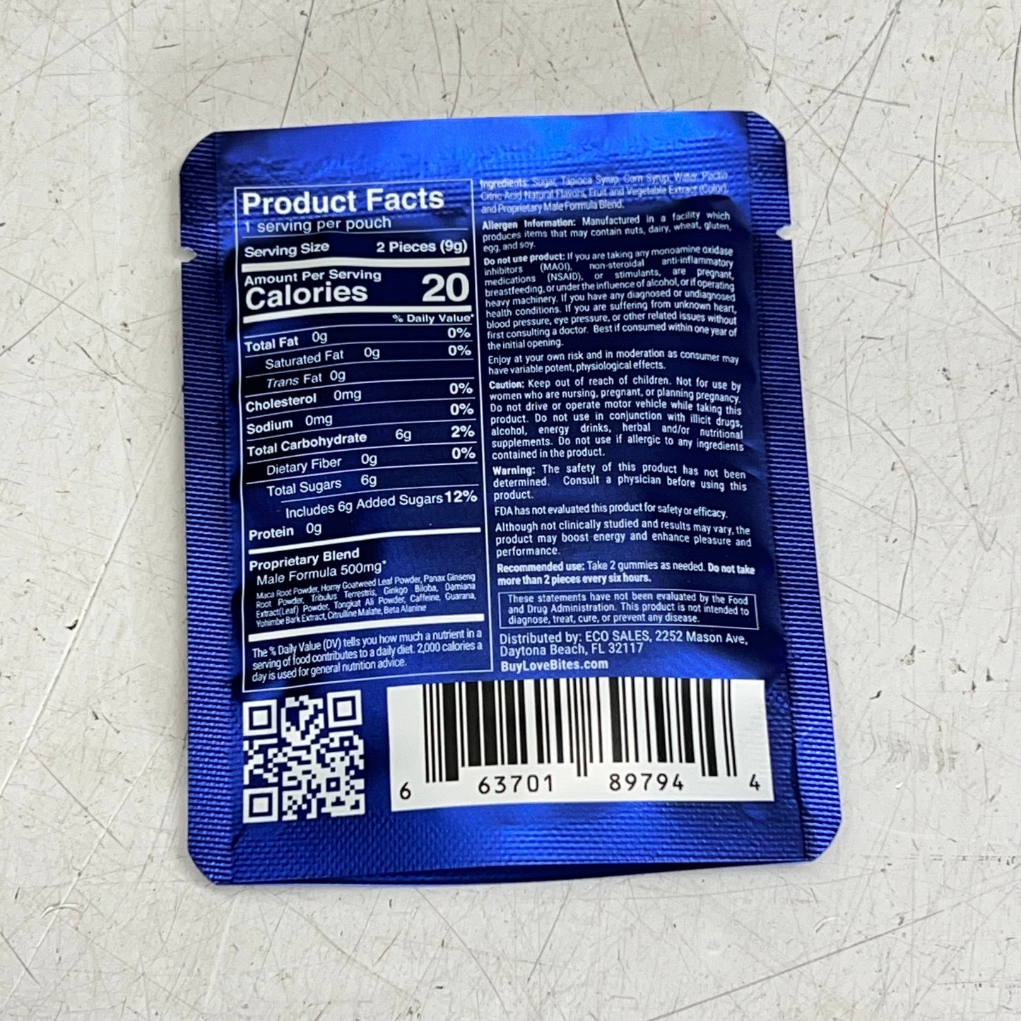 DOC JOHNSON (12 PACK, 1 Serving Each) Male Enhancement Gummies Raspberry BB 6/27