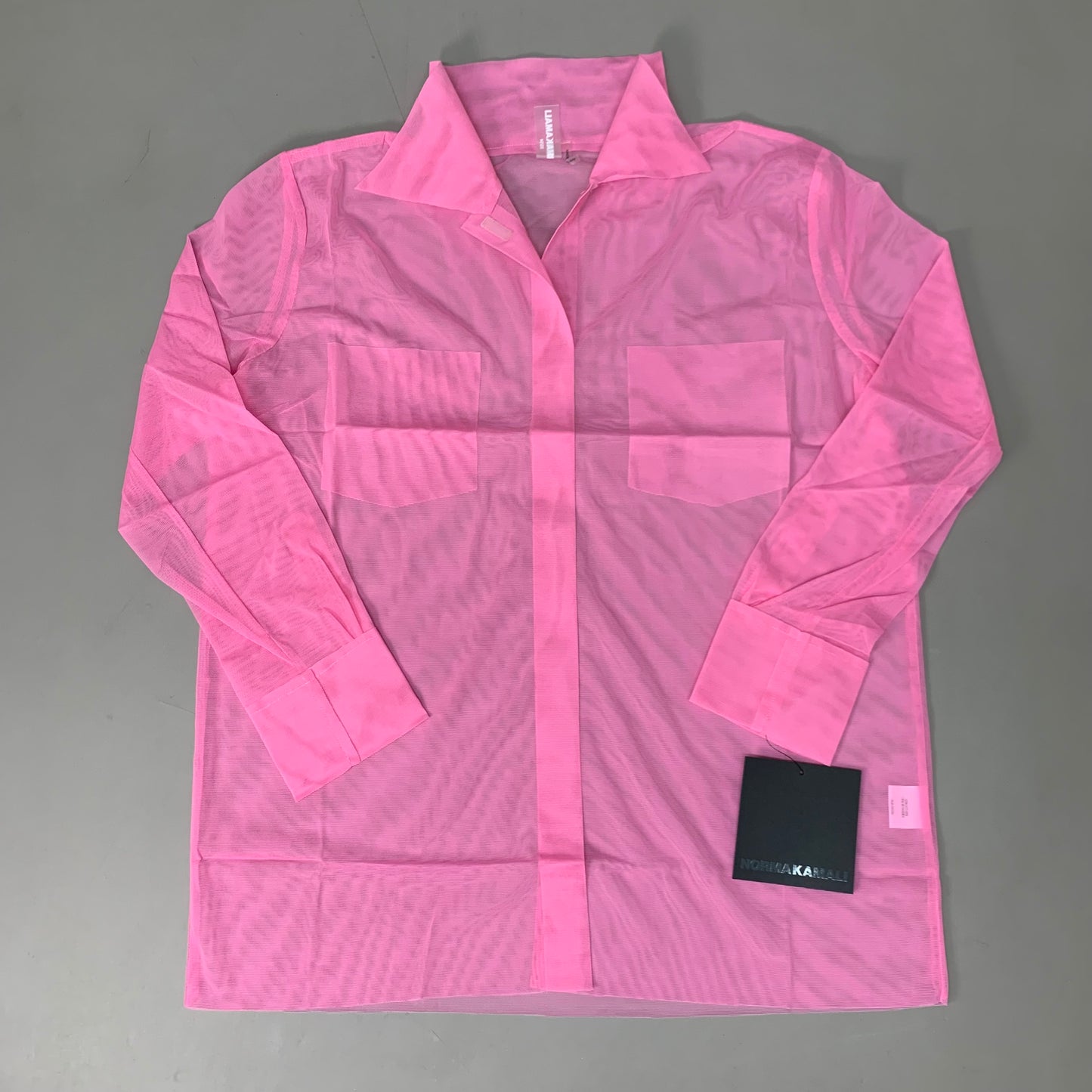 NORMA KAMALI Nk Shirt W/ Faux Pockets SZ XS/34 Candy Pink ST1236MS963966 (New)