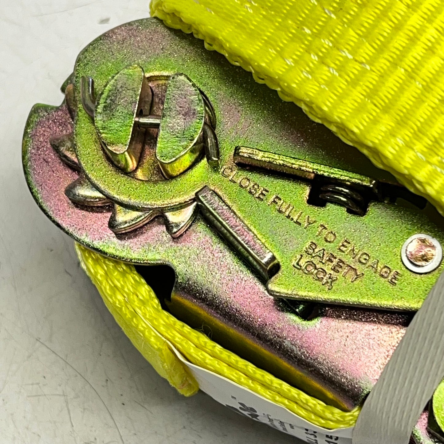 ANCRA Ratchet Strap W/ Flat Hook Latex Coated  2"x27' - 3,333 lbs Cap Yellow 557