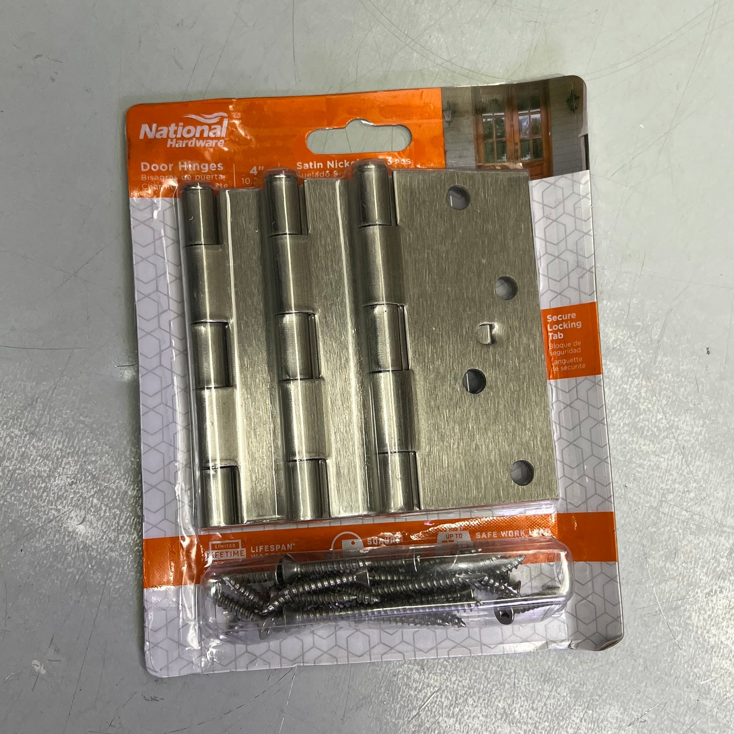 ZA@ NATIONAL HARDWARE (SET OF 3) Flush Removable Pin Steel Door Hinge W/ Hardware 55lb Satin Nickel N830-404