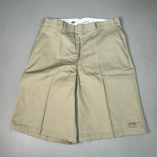 DICKIES Loose Fit Twill Work Shorts 13" Inseam Men's Sz 34 Khaki 42283KH