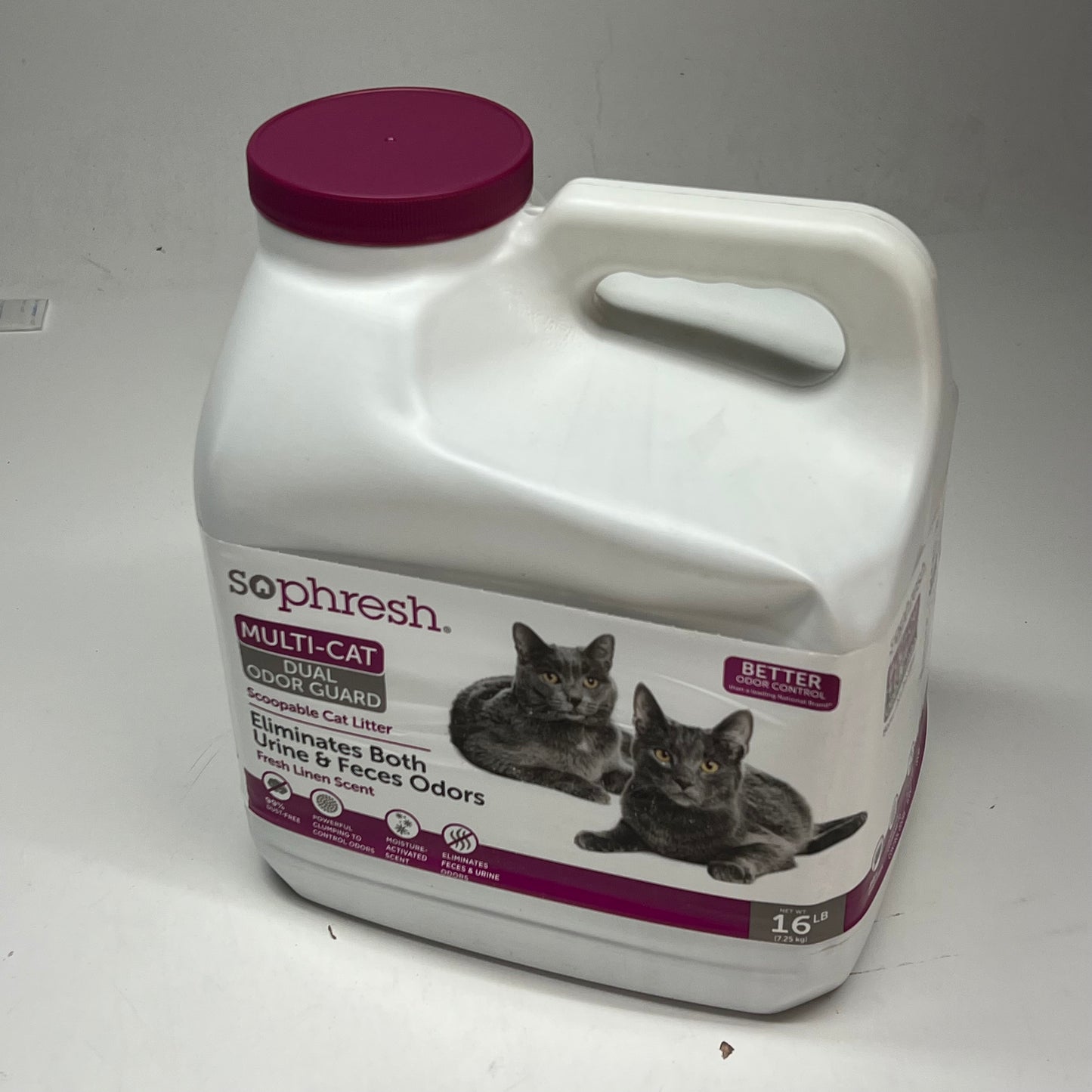 ZA@ SOPHRESH  (3 PACK, 16 LB EACH) Multi-cat Dual Odor Guard Scoopable Cat Litter Fresh Linen Scent 2297830