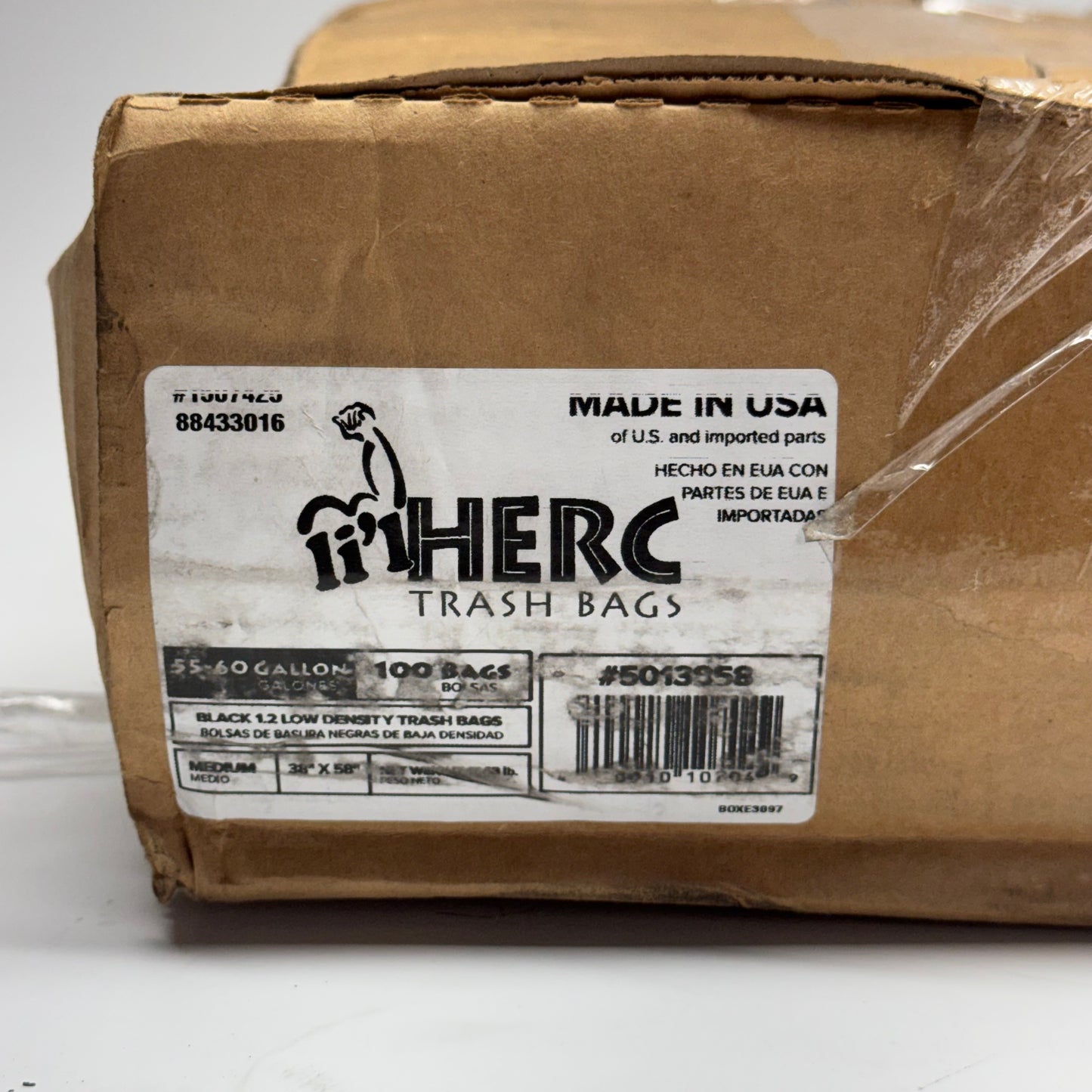 ZA@ LI'L HERC (100 PACK) Trash Bags 55-60 Gal. 5013858 (New Other, Distressed Box)