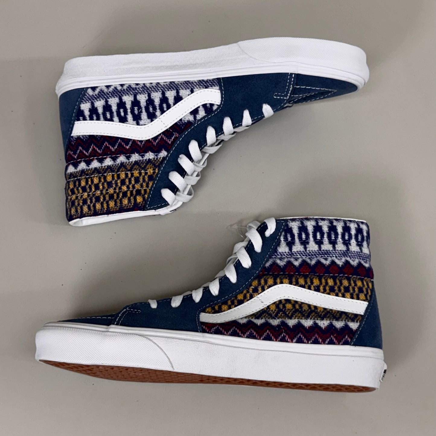 VANS Deconstructed Suede & Canvas Sk8-Hi Sneakers Flannel M SZ 8 W SZ 9.5 Blue