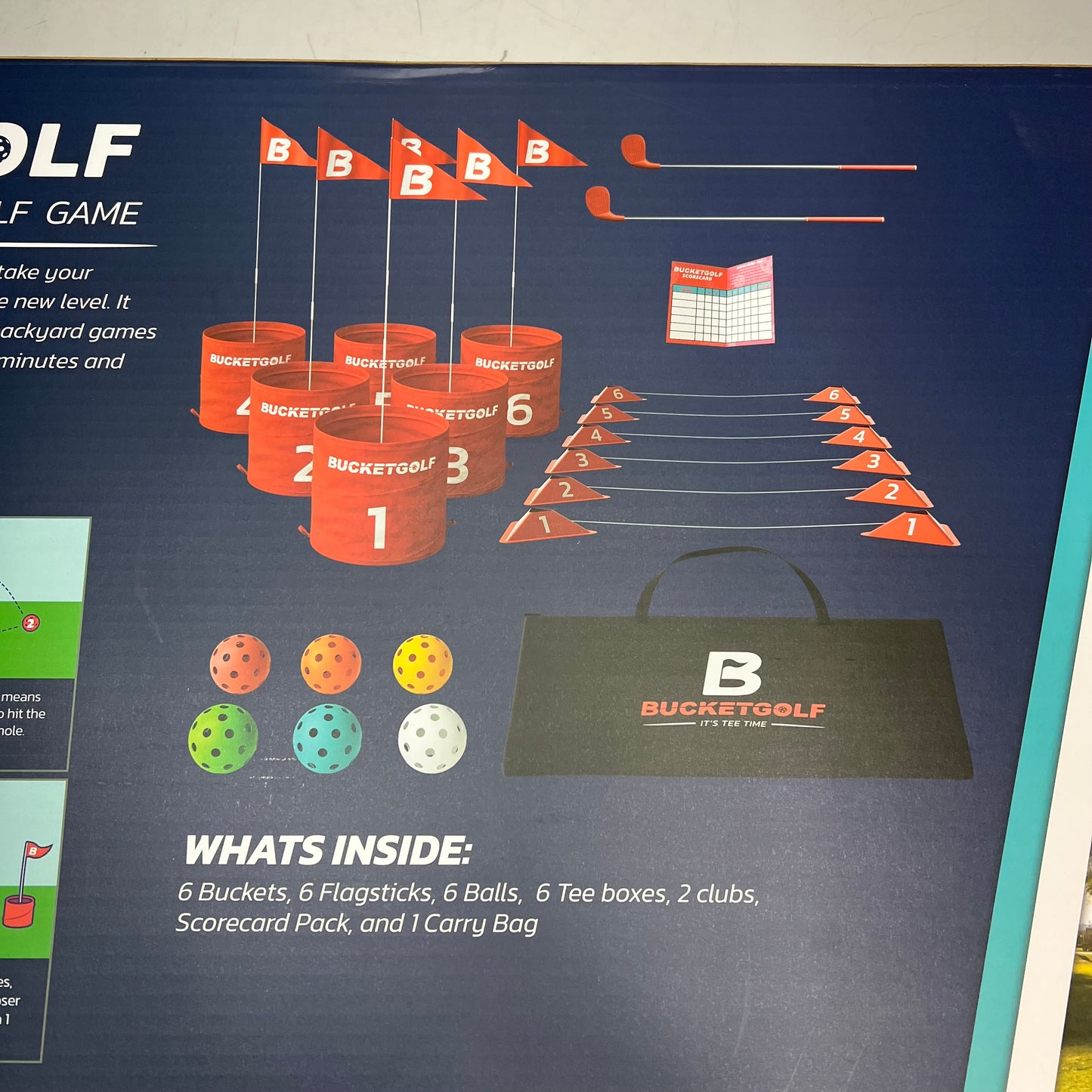 BUCKETGOLF Ultimate Backyard Golf Game Set 6 Hole 2 Club Bundle 2332