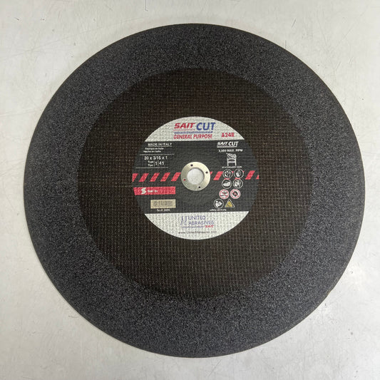 SAIT Type 1 Burr Free Stationary Saw Cut-off Wheel 20" x 3/16" x 1" Black 24090