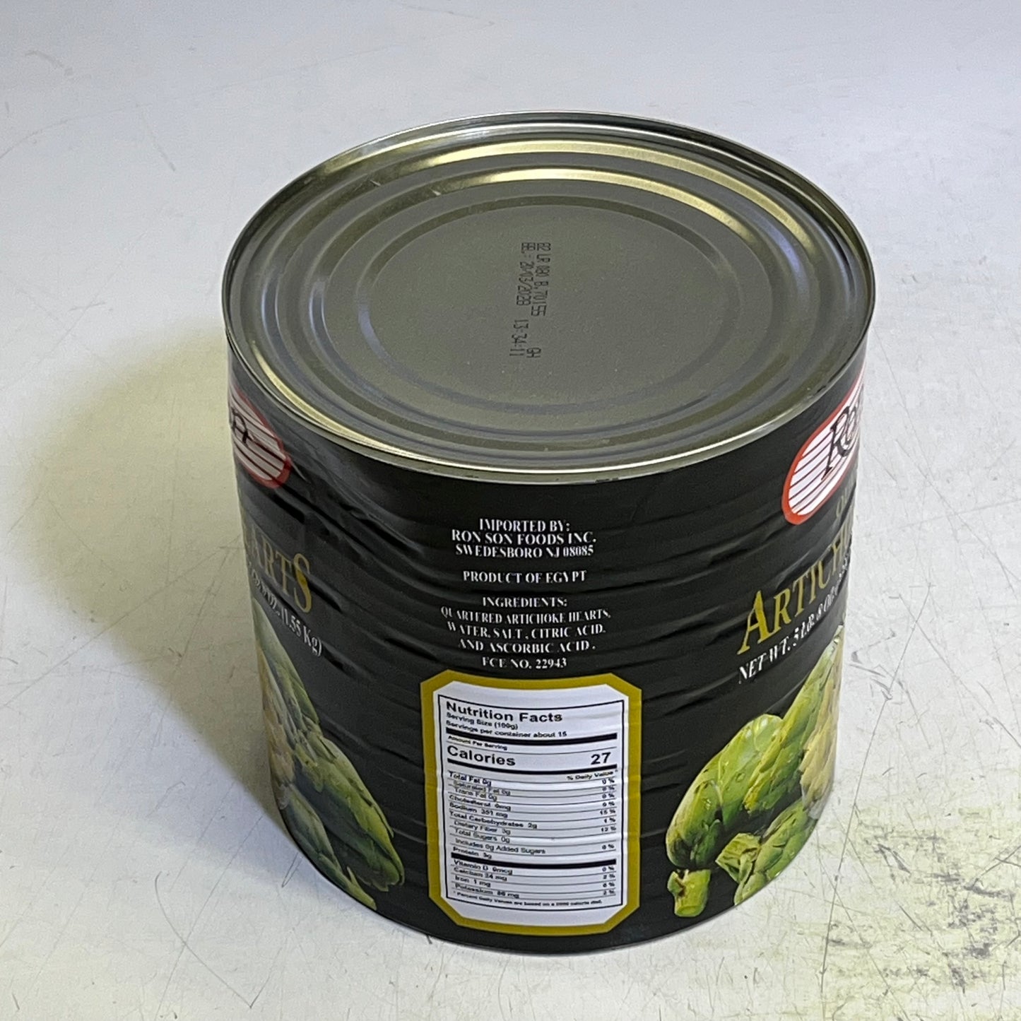ZA@ RON SON Canned Quartered Artichoke Hearts 5lb - 15 Servings 6297 BB 03/28