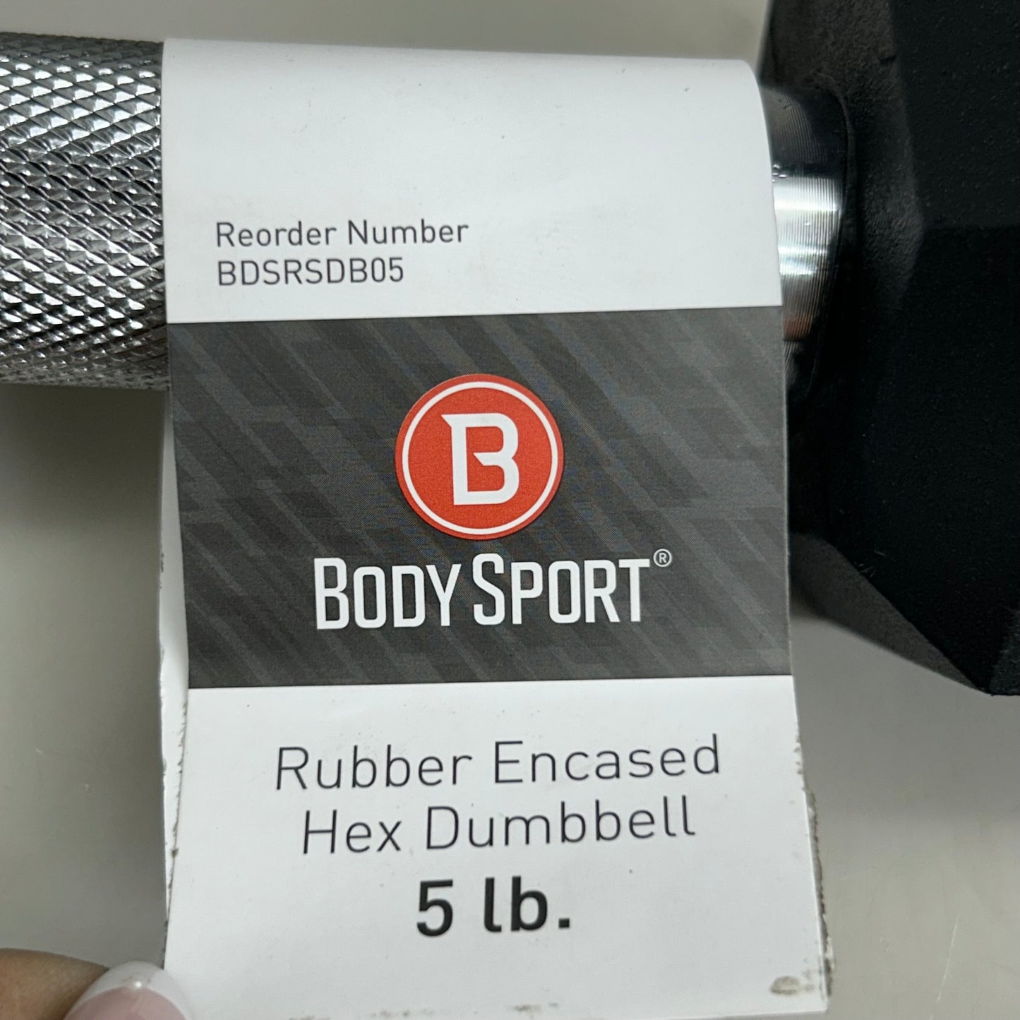 BODY SPORT (2 Pack) Rubber Encased Hex Dumbbells 5lbs Black BDSRSDB05