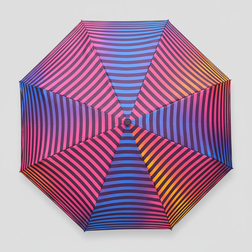 ZA@ THE WEATHER STATION Rain Umbrella Auto Open  Large Single Person Multicolor Stripe