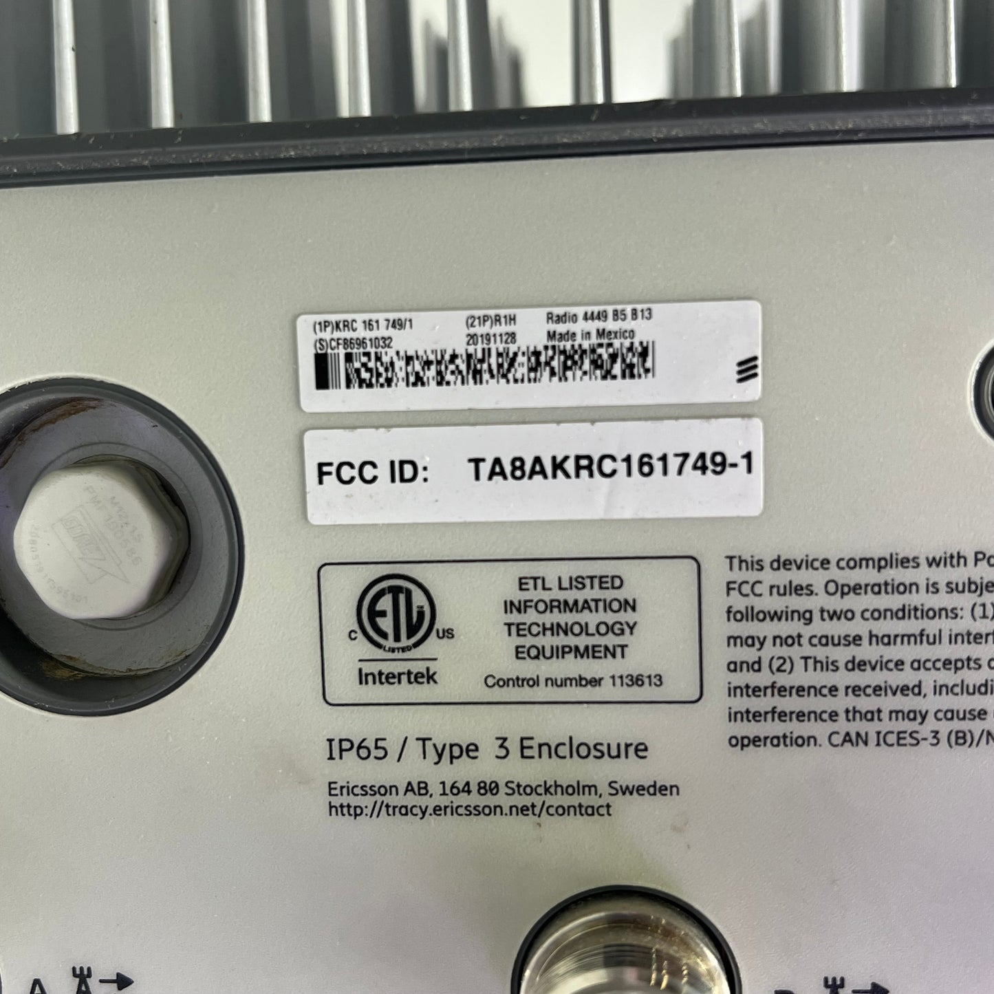 ERICSSON Fiber Optic Transceivers KRC 161 647/1 Radio 2218 B42B KRC161647/1 Gray