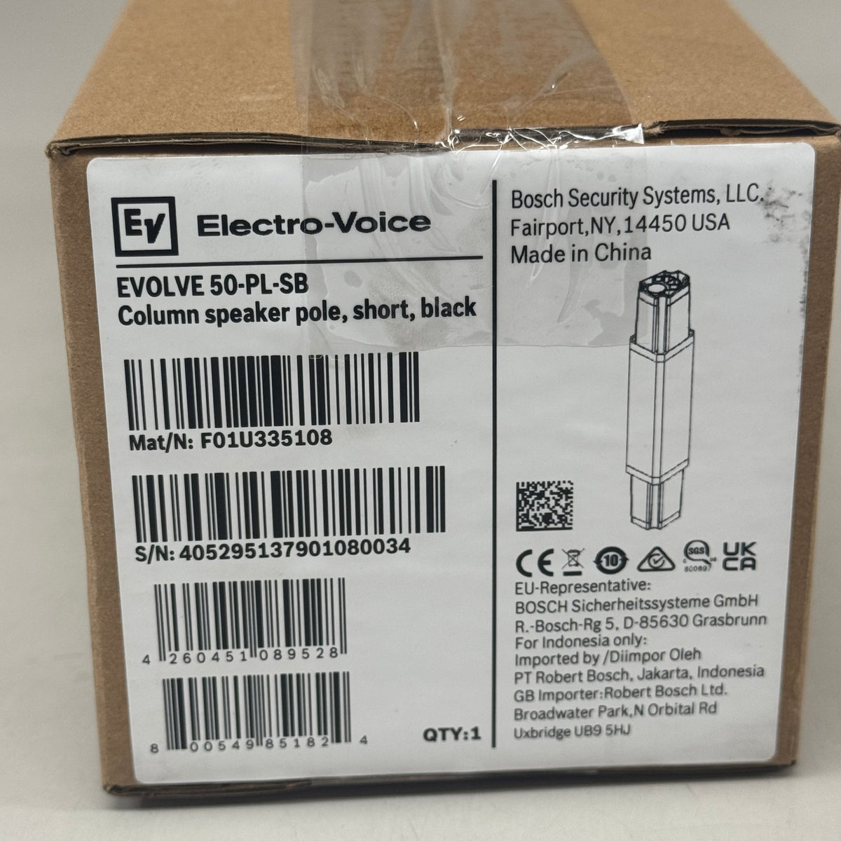 ELECTRO-VOICE Evolve Column Speaker Short Column Pole Black 50-PL-SB