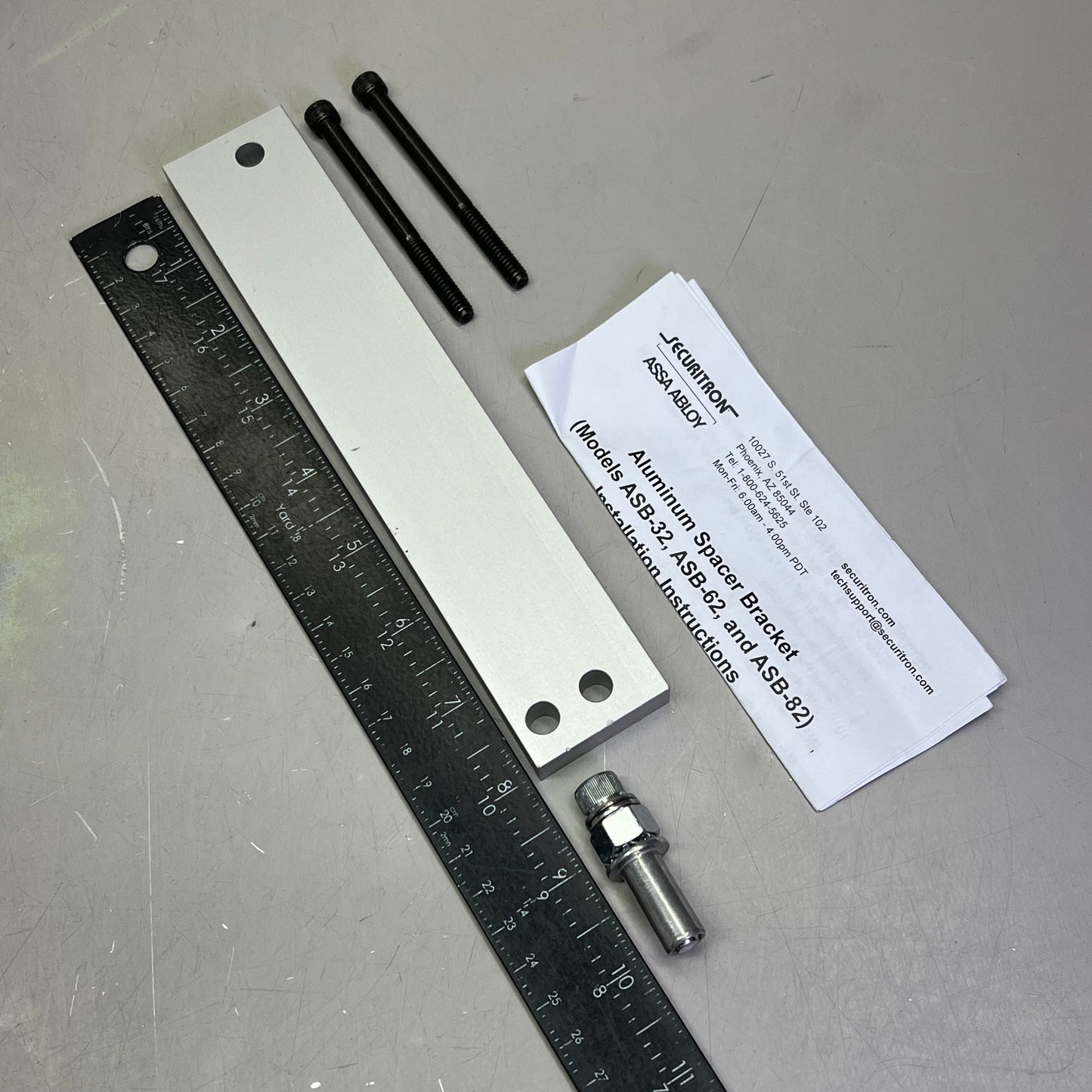 ASSA ABLOY Securitron Aluminum Shim Bracket Model 32 Hardware 8" Clear ASB-32CL