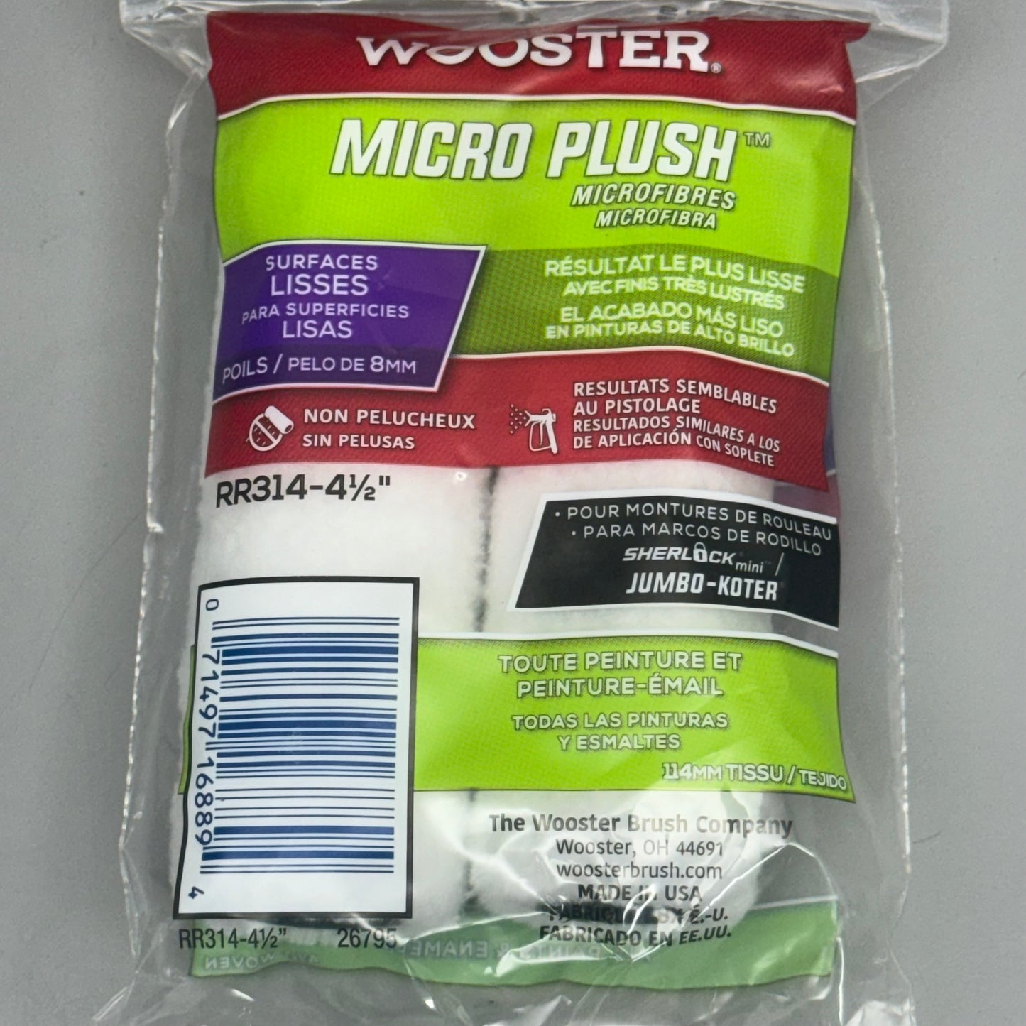 WOOSTER (4 PACK) 2 Micro Plush Microfiber Paint Rollers 4.5"x.5” White