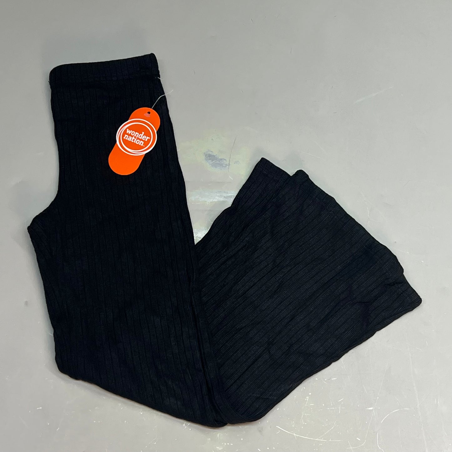 ZA@ WONDER NATION Twin Rib Bottoms Flare Pants Girl Sz S (6-6X) Black Soot