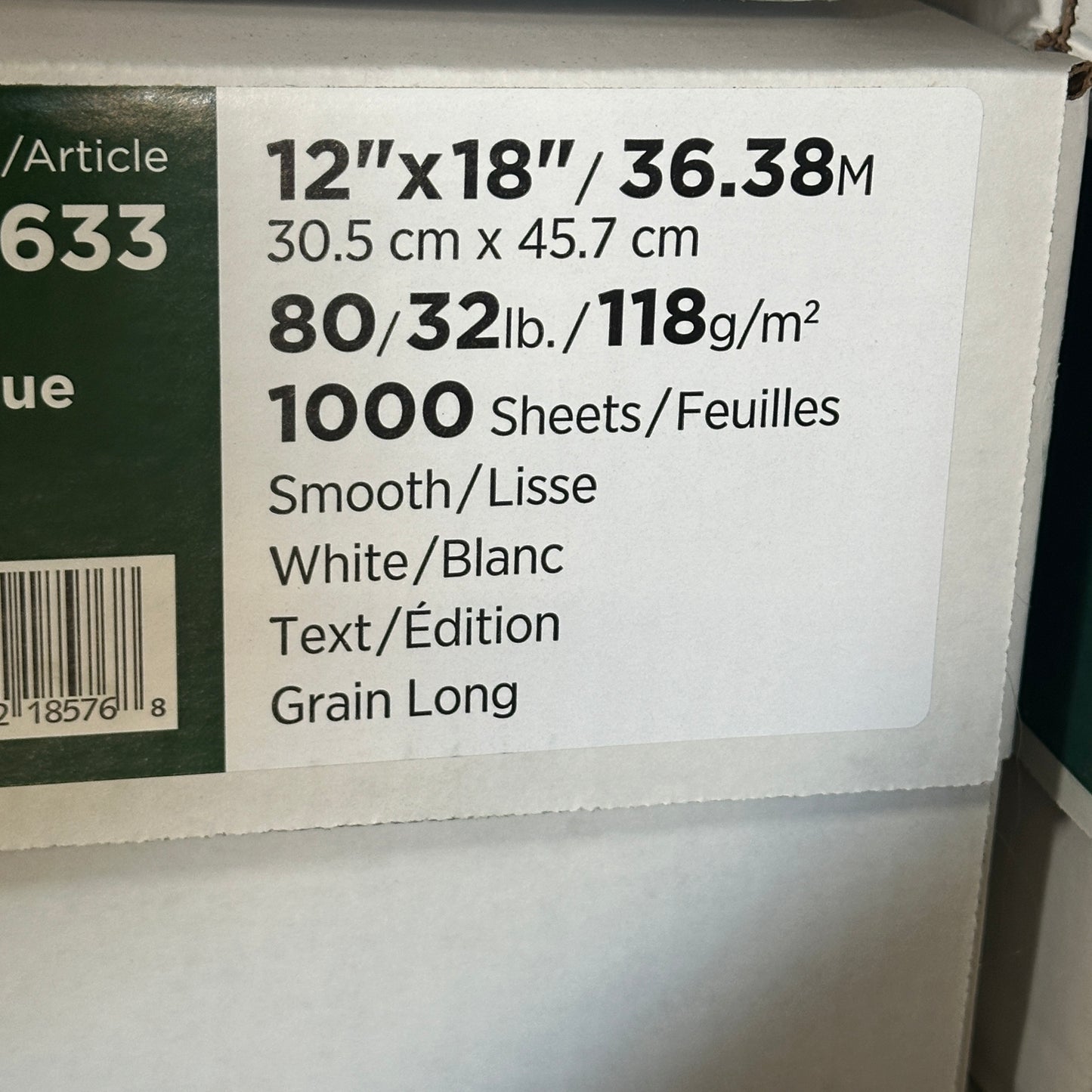 DOMTAR Lynx Digital Ultra Smooth Laser Paper 12”X18” 43.8 lbs. 639633 White