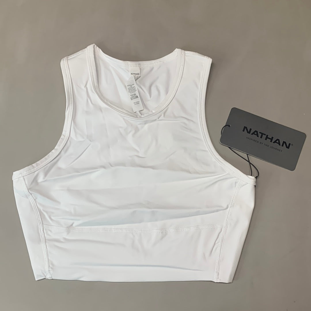 NATHAN Interval Crop Top Women's Sz S White NS51000-90002-S (New)