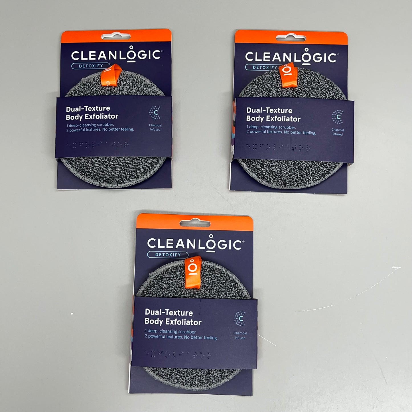 CLEANLOGIC (3 PACK) 30 Day Dual-Texture Body Exfoliator Charcoal Infused 1200220