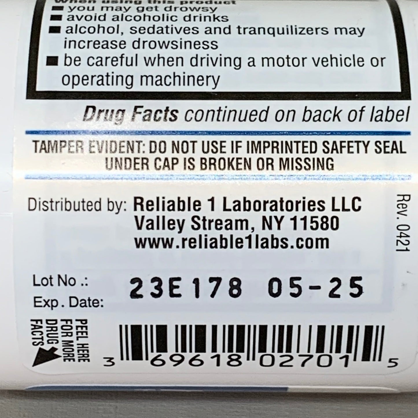 ZA@ RELIABLE 1 (3 PACK!) Meclizine HCI 12.5 MG 100 Caplets 23E178 BB-05/2025 E