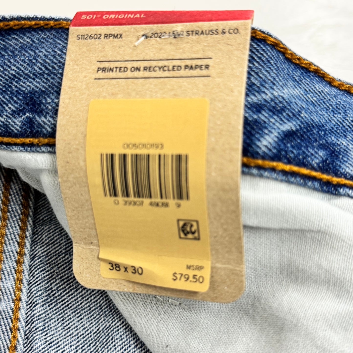 LEVIS 501 Orignial Fit Jeans Men's Sz 38 X 30 Medium Stonewash S112602 RPMX