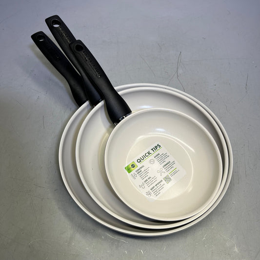 GREENPAN (3 PIECE) Rio Frying Pan Set Healthy Ceramic Diamond Enhanced Non Stick
