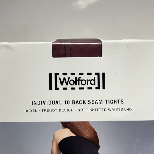 WOLFORD Individual 10 Back Seam Tights Women's Sz L Midnight Red 18563