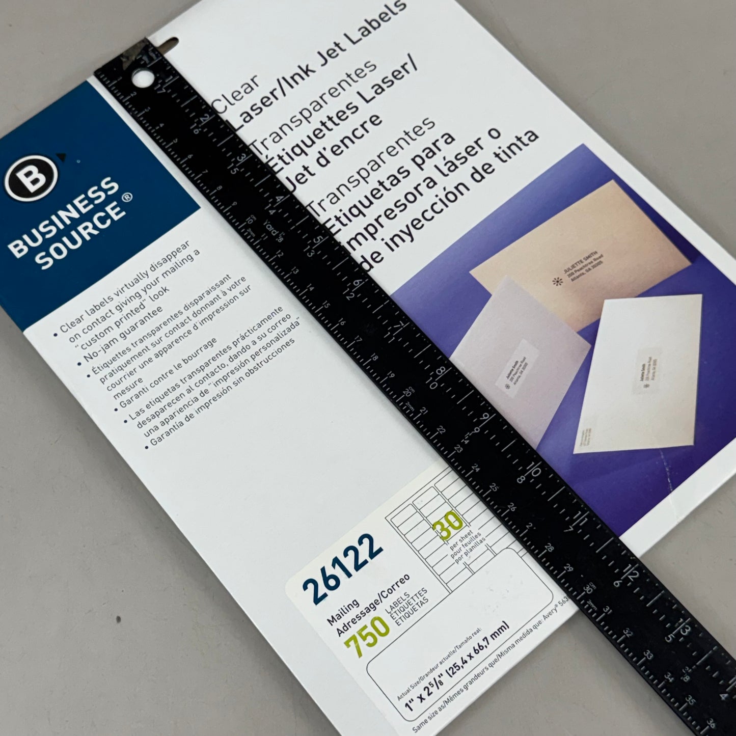 BUSINESS SOURCE (750 PACK) Business Source 26122 Clear Mailing Label  1"  Width x 2.75" Length  Clear