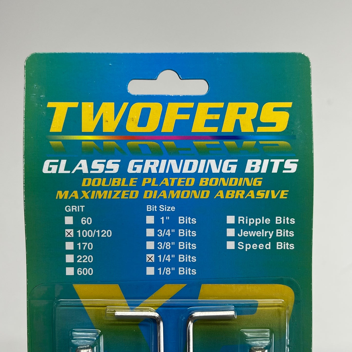 AANRAKU (SET OF 2) Twofers Grinding Bits 100/120 Diamond Mesh Grit 1/4"