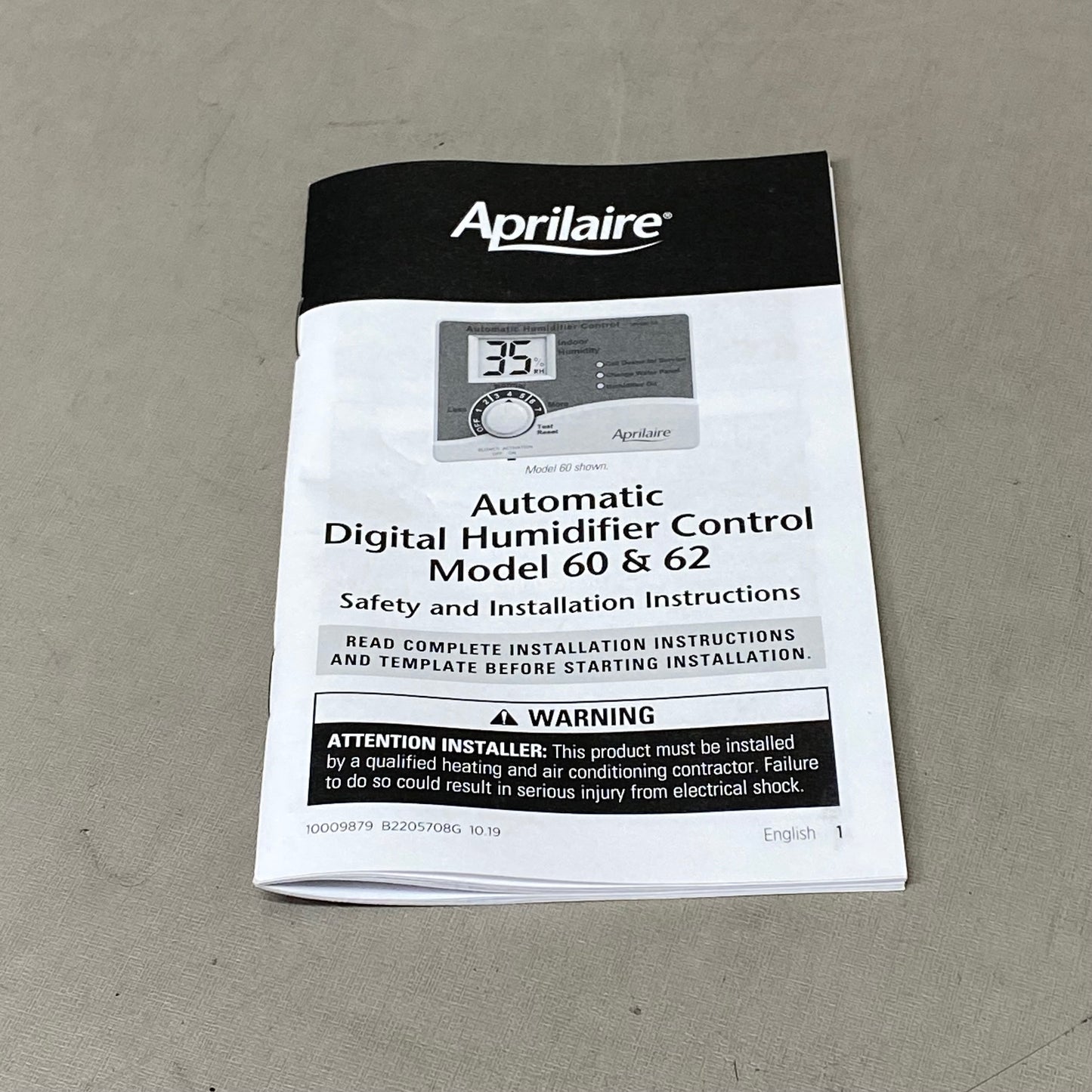 APRILAIRE Automatic Digital Humidifier Control 6.6"x4.5"x2.5" MODEL 62