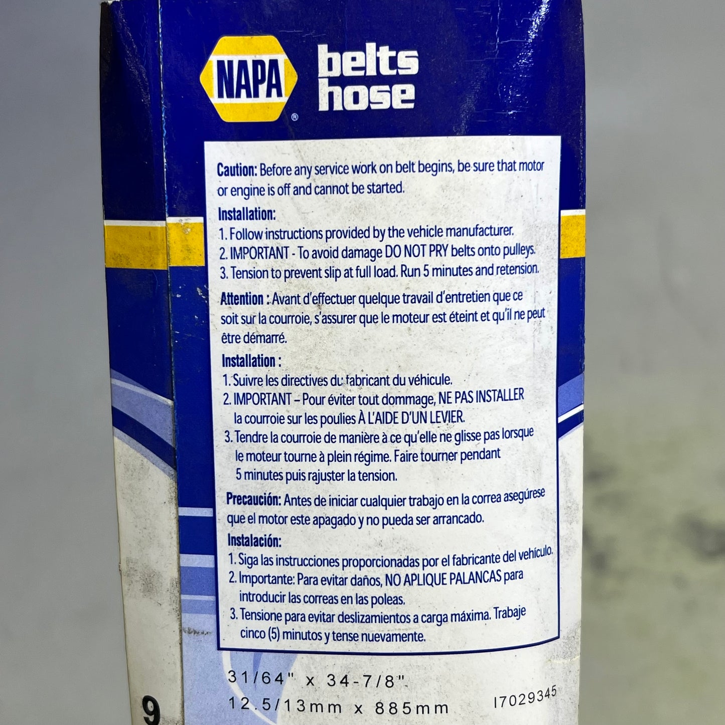 NAPA EPDM High Capacity Notched V-Belt HC50 15/32" x 35 1/8" Black 259345